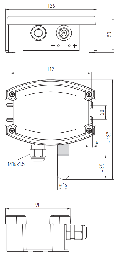 Dimensioner for TYR2 med plastik filter